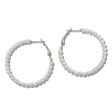 40MM Minimal Brass Beaded Hoop Earrings - view 2