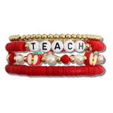 110469, TEACHER APPRECIATION APPLE MULTI LAYERED BEADED STRETCH BRACELET