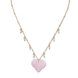 110471, 3D BEADED HEART DROPLET PENDANT NECKLACE