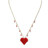 110471, 3D BEADED HEART DROPLET PENDANT NECKLACE