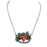 110486, WESTERN COWBOY STEER HEAD NECKLACE wholesale fashion jewelry - GOOD FEELINGS, INC
