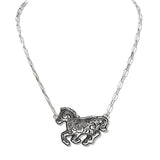 110490, WESTERN FLORAL ENGRAVED HORSE NECKLACE wholesale fashion jewelry - GOOD FEELINGS, INC