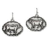 110494, WESTERN ENGRAVED BULL CONCHO EARRING wholesale fashion jewelry - GOOD FEELINGS, INC