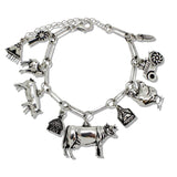 110495, WESTERN RUSTIC FARM HERITAGE MULTI CHARM BRACELET wholesale fashion jewelry - GOOD FEELINGS, INC