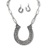 110502, WESTERN ENGRAVED HORSESHOE NECKLACE wholesale fashion jewelry - GOOD FEELINGS, INC