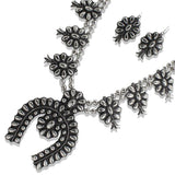 110505, WESTERN SILVER TONE SQUASH BLOSSOM NECKLACE wholesale fashion jewelry - GOOD FEELINGS, INC