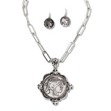 110508, WESTERN INDIAN HEAD COIN NECKLACE wholesale fashion jewelry - GOOD FEELINGS, INC