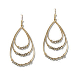 110527, DAINTY BEADED TRIPLE TEARDROP EARRINGS wholesale fashion jewelry - GOOD FEELINGS, INC