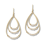 110527, DAINTY BEADED TRIPLE TEARDROP EARRINGS wholesale fashion jewelry - GOOD FEELINGS, INC