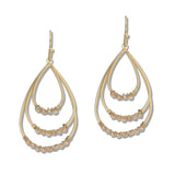 110527, DAINTY BEADED TRIPLE TEARDROP EARRINGS wholesale fashion jewelry - GOOD FEELINGS, INC