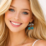 110529, CHECKERED DICE CHERRY DROP EARRING wholesale fashion jewelry - GOOD FEELINGS, INC