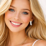 110535, PEARL ACCENTED CURVED POST EARRINGS wholesale fashion jewelry - GOOD FEELINGS, INC