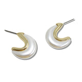 110535, PEARL ACCENTED CURVED POST EARRINGS wholesale fashion jewelry - GOOD FEELINGS, INC