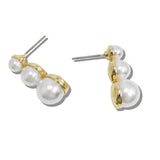 110538, TRIPLE PEARL GRADUATED DROP EARRINGS wholesale fashion jewelry - GOOD FEELINGS, INC