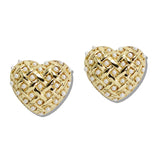 110539, WOVEN PEARL HEART STUD EARRINGS