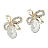 110541, BOW AND FRESHWATER PEARL STATEMENT EARRINGS wholesale fashion jewelry - GOOD FEELINGS, INC