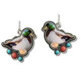 110549, WESTERN MALLARD DUCK DROP EARRINGS wholesale fashion jewelry - GOOD FEELINGS, INC
