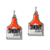 110550, WESTERN COWBOY KILLER CATTLE TAG EARRINGS wholesale fashion jewelry - GOOD FEELINGS, INC