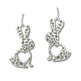 110570, HAMMERED EASTER BUNNY HEART EARRINGS