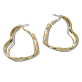 110595, TRIPLE ROW TEXTURED HEART HOOP EARRINGS
