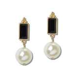 Rectangle Drop Pearl Earrings - view 6
