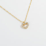 110660, BRAVEHEARTED DAINTY CUBIC ZIRCONIA ACCENT CUTOUT VALENTINE HEART CHARM NECKLACE