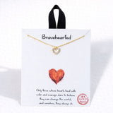 110660, BRAVEHEARTED DAINTY CUBIC ZIRCONIA ACCENT CUTOUT VALENTINE HEART CHARM NECKLACE