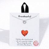 110660, BRAVEHEARTED DAINTY CUBIC ZIRCONIA ACCENT CUTOUT VALENTINE HEART CHARM NECKLACE