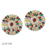Colorful Sunburst Rhinestone Clip on Earring - view 6