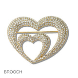 110670, DOUBLE VALENTINES HEART CRYSTAL BROOCH PIN
