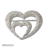 110670, DOUBLE VALENTINES HEART CRYSTAL BROOCH PIN