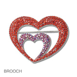 110670, DOUBLE VALENTINES HEART CRYSTAL BROOCH PIN