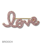 110671, CRYSTAL ENCRUSTED VALENTINE LOVE BROOCH PIN