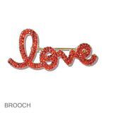 110671, CRYSTAL ENCRUSTED VALENTINE LOVE BROOCH PIN