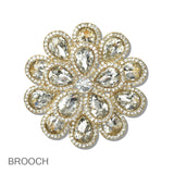 110672, TEARDROP SHAPED CRYSTAL FLORAL BROOCH wholesale fashion jewelry - GOOD FEELINGS, INC