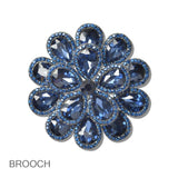 110672, TEARDROP SHAPED CRYSTAL FLORAL BROOCH wholesale fashion jewelry - GOOD FEELINGS, INC