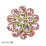 110672, SORORITY TEARDROP SHAPED CRYSTAL FLORAL BROOCH