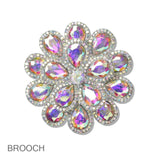 110672, TEARDROP SHAPED CRYSTAL FLORAL BROOCH wholesale fashion jewelry - GOOD FEELINGS, INC
