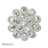 110672, TEARDROP SHAPED CRYSTAL FLORAL BROOCH wholesale fashion jewelry - GOOD FEELINGS, INC