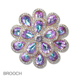 110672, TEARDROP SHAPED CRYSTAL FLORAL BROOCH wholesale fashion jewelry - GOOD FEELINGS, INC