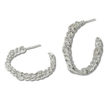 110678, 14K GOLD PLATED OVAL CUBIC ZIRCONIA ACCENT CHAIN HOOP EARRING