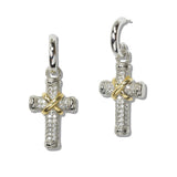 110680, 14K GOLD PLATED CROSS CUBIC ZIRCONIA EARRINGS