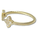 110683, 14K GOLD PLATED MOTHER OF PEARL FLORAL DESIGNER INSPIRED CUFF BRACELET wholesale fashion jewelry - GOOD FEELINGS, INC