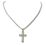 110697, 14K GOLD PLATED CUBIC ZIRCONIA CROSS PENDANT NECKLACE