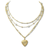110699, 3 PIECE VALENTINE HEART LOCKET AND PEARL NECKLACE SET