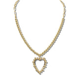 110720, BEADED OPEN VALENTINE HEART NECKLACE