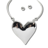 110747, POLISHED PUFFY HEART COLLAR NECKLACE