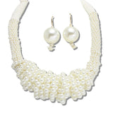 110756, MULTI STRAND PEARL BIB STATEMENT NECKLACE wholesale fashion jewelry - GOOD FEELINGS, INC