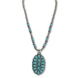 110771, WESTERN TURQUOISE PENDANT BEADED LONG NECKLACE wholesale fashion jewelry - GOOD FEELINGS, INC