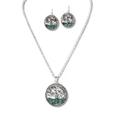 110774, ROUND TREE OF LIFE TURQUOISE PENDANT NECKLACE wholesale fashion jewelry - GOOD FEELINGS, INC